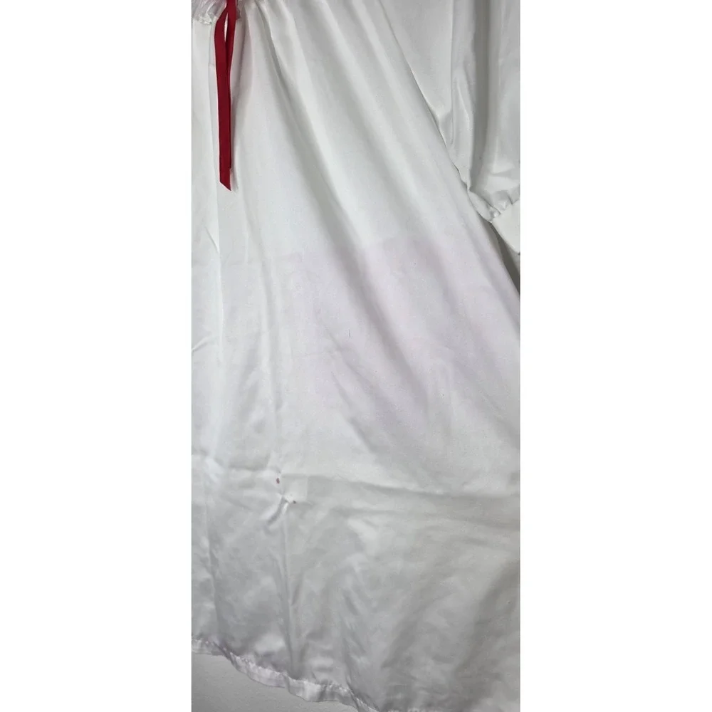Vtg Christian Dior Girl Sleep Pajama Gown Satin Sz 6 White Flowers Ribbon *flaws